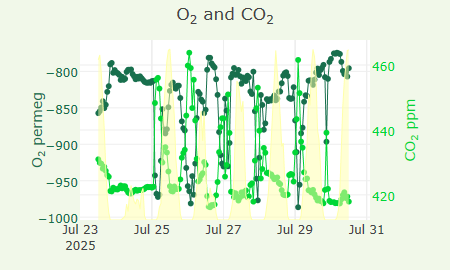 O2 and CO2